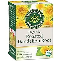 Traditional Medicinals Organic Roasted Dandelion Root Herbal Tea, Supports Healthy Digestion, (Pack of 2) - 32 Tea Bags Total