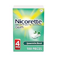 Nicorette 4mg Nicotine Gum to Quit Smoking - Spearmint Burst Flavored Stop Smoking Aid, 100 Count