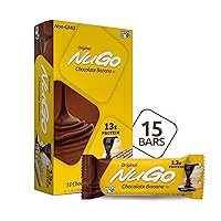 NuGo Protein Bar, Chocolate & Chocolate Banana, 11g & 15g Protein, 170 & 190 Calories, Gluten Free, 15 Count Each