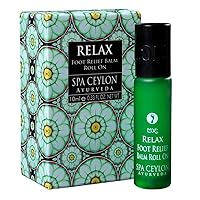 Spa Ceylon Luxury Ayurveda Relax Foot Relief Balm Liquid in Convenient Travel Friendly Roll On Applicator, Fast Acting Natural Soothing Cooling Comfort for Tired Feet, 0.33 Fluid Ounces