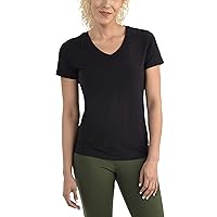Seek No Further by Fruit of the Loom Women's V Neck Short Sleeve T-Shirt, Brilliant Black, X-Large