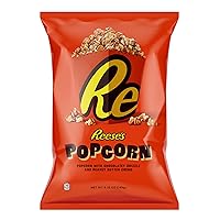 Reese's Popcorn, 5.25oz Grocery Sized Bag, Popcorn Drizzled in Reese's Peanut Butter and Chocolate, Ready to Eat, Savory Snack, Sweet and Salty Snacks