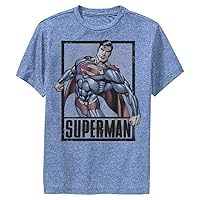 DC Comics Superman Check It Boys Short Sleeve Tee Shirt, Royal Blue Heather, Medium