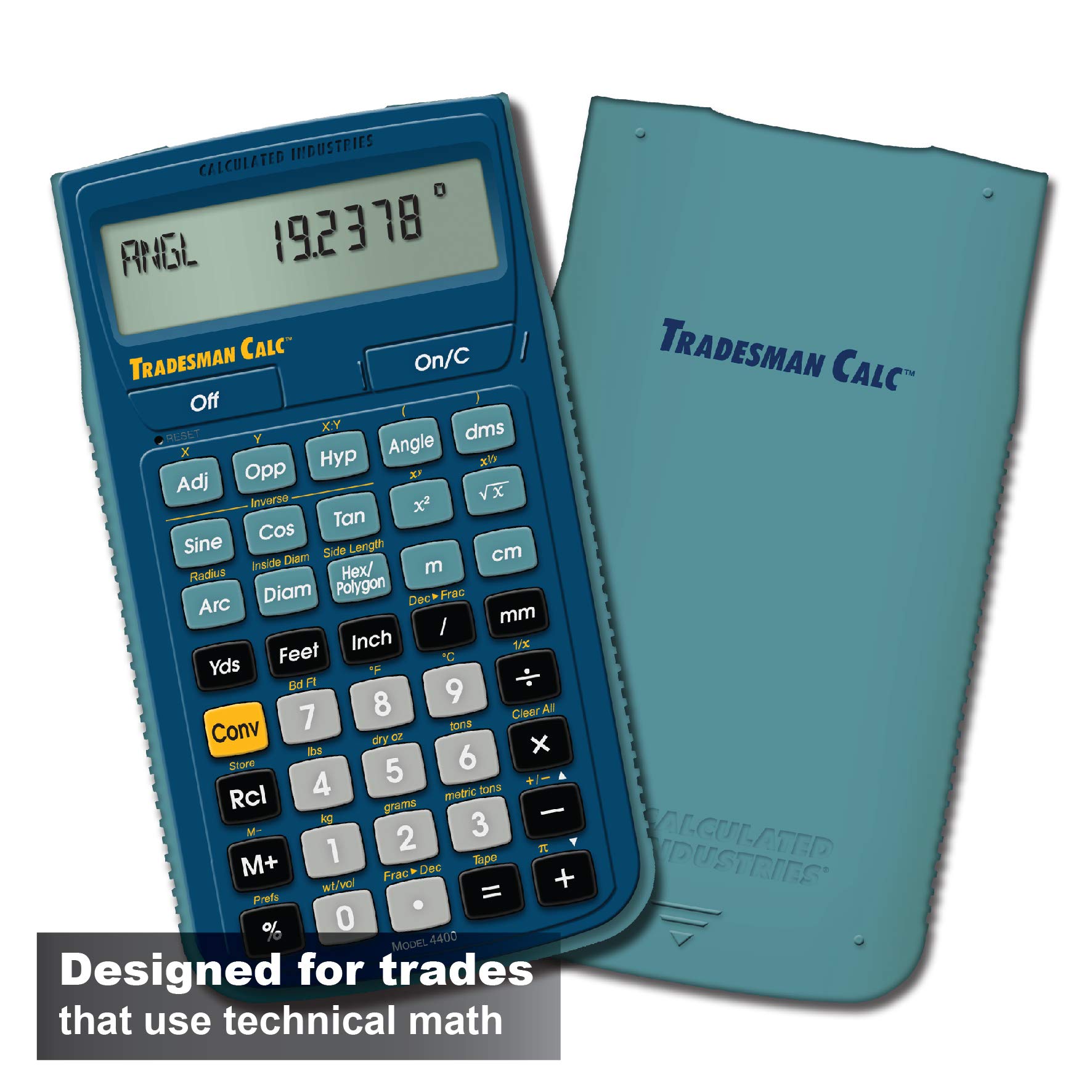 Calculated Industries 4400 TradesmanCalc Technical Trades Dimensional Trigonometry and Geometry Math and Conversion Calculator Tool for Tech Students, Welders, Metal Fabricators, Engineers, Draftsmen Small