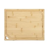 Sabatier Large Cutting Board with Perimeter Juice Trench and Recessed Handles for Entertaining and Meal Prep, Reversible Kitchen Chopping Board, Bread Board with Built-In Grooves, 11x14-Inch, Bamboo