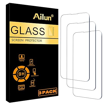 Ailun Glass Screen Protector for iPhone 14/14 Pro [6.1 Inch] Display 3 Pack Tempered Glass, Sensor Protection, Dynamic Island Compatible, Case Friendly