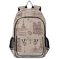 ALAZA Vintage Eiffel Tower Bird Backpack Bookbag Laptop Notebook Bag Casual Travel Trip Daypack for Women Men Fits 15.6 Laptop
