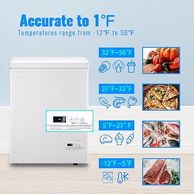 DEMULLER Chest Freezer 3.5 CU.FT Ultra-Low Temperature Deep Freezers (Down  to -12-50℉) with Two Removable Baskets Freestanding White Small Mini