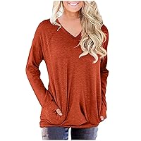 Womens Tops,Casual Long Sleeve Solid Baggy Shirts Fashion Plus Size Outdoor Blouse Loose Trendy Tee T Shirt