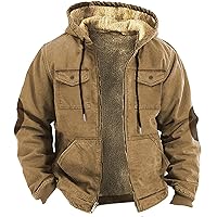 GREGG Men's Western Vintage Sherpa Jackets Fleece Lined Full Zip Hooded Coats with Pockets Winter Warm Outdoor Thermal Jacket