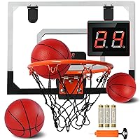Indoor Basketball Hoop Over The Door with Audio Scoring and Batteries | Mini Basketball Hoop for Door | Mini Hoops Office Bedroom Basketball Hoop Gifts for Boys and Girls 3 4 5 6 7 8-12
