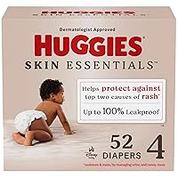 Huggies Size 4 Diapers, Skin Essentials Baby Diapers, Size 4 (22-37 lbs), 52 Count