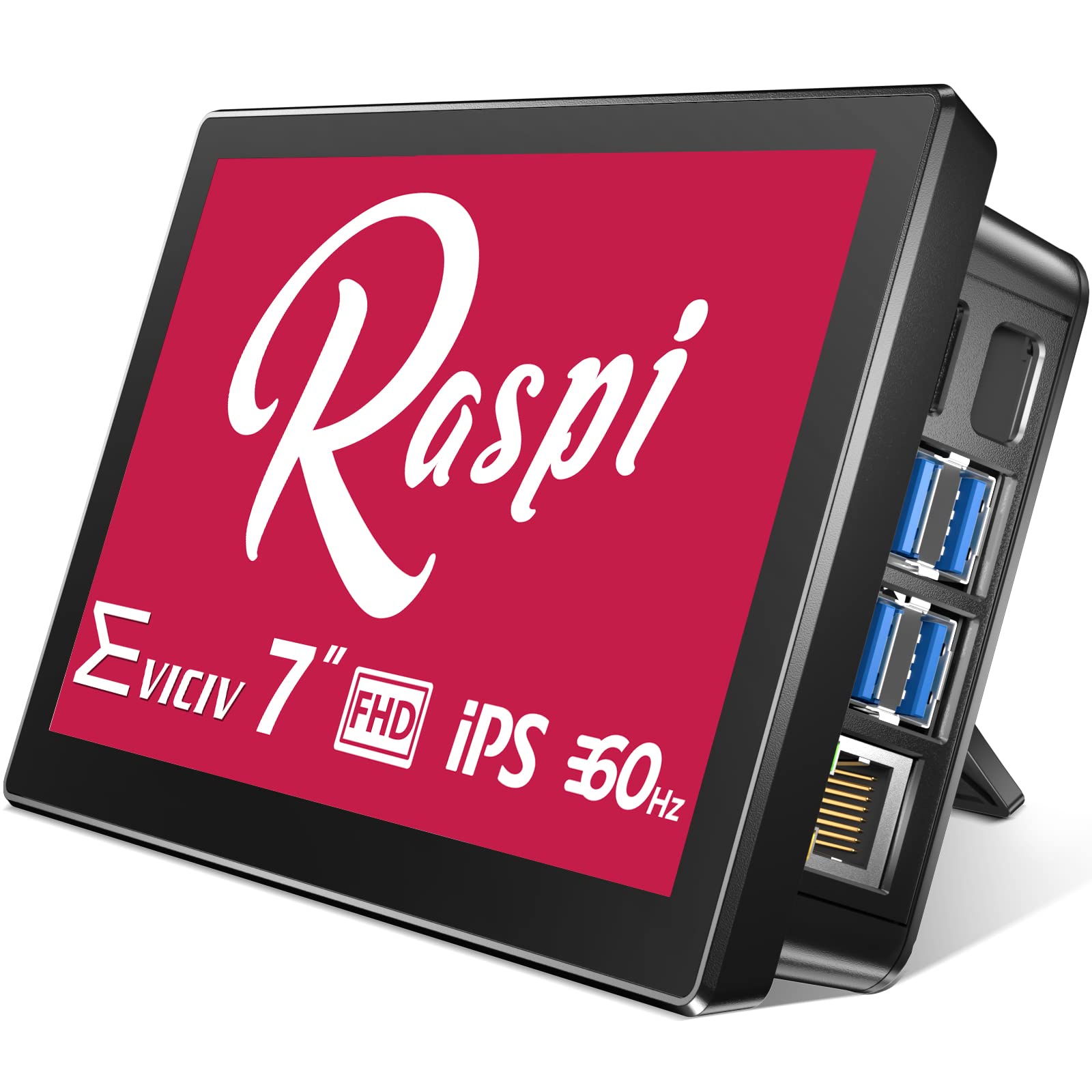 EVICIV Raspberry Pi 7 Inch Touchscreen Display Screen HDMI with Rear Housing -1024x600 Support, Type-C, IPS 178°View Angle Monitor with Cooling Fan for Raspberry Pi 4B, 3B, Banana Pi, Windows 10 8 7