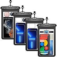 newppon Large Waterproof Phone Pouch : 4 Pack Underwater Clear Cellphone Holder - Universal Water-Resistant Dry Bag Case with Neck Lanyard for iPhone Samsung Galaxy for Beach Swimming Pool