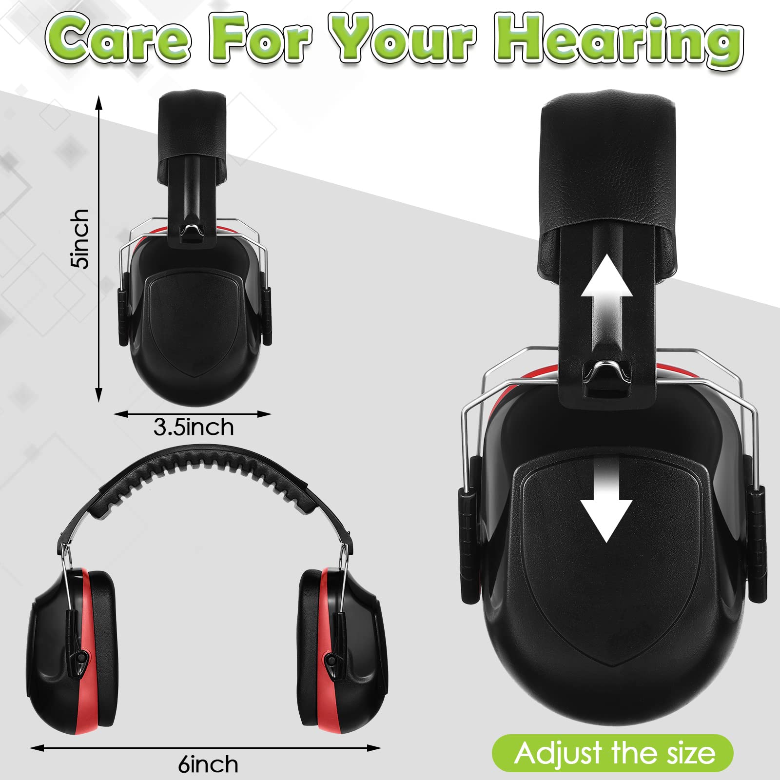 Yunsailing 6 Pcs Nrr 28db Ear Protection Lightweight Foldable Hearing Protection Ear Muffs for Noise Reduction Soundproof