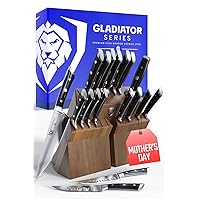 DALSTRONG Knife Block Set - 18 Piece Colossal Knife Set - Gladiator Series - High Carbon German Steel - Acacia Wood - ABS Handles Kitchen Knives - Premium Kitchen Knife Set with Block - NSF Certified