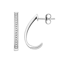 Natalia Drake 1/10 Cttw Diamond J Hoop Earrings for Women in 925 Sterling Silver