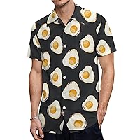 Food Fried Eggs Men's Shirt Button Down Short Sleeve Dress Shirts Casual Beach Tops for Office Travel
