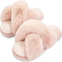 Women's Fuzzy Slippers Cozy House Slippers Non-slip Open Toe Slippers Soft Plush Indoor Outdoor Slippers Fluffy Fuzzy Slippers for Women's and Kids