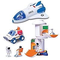 Space Playset - Toy Space Shuttle, Space Station & Space Rover with Lights and Sound & 2 Astronaut Figurine Toys for Boys and Girls
