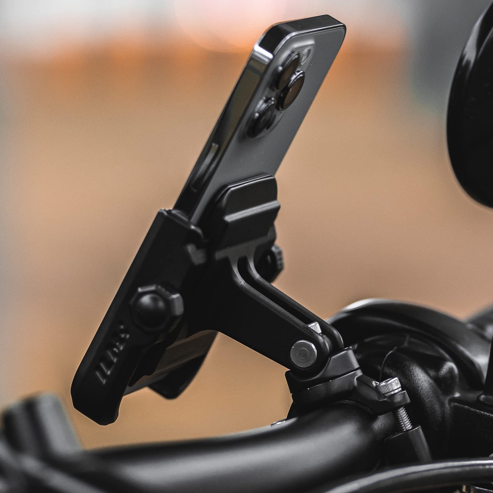 ILM Motorcycle Phone Mount Premium Aluminum Universal Bike Rack Handlebar Holder Fits iPhone 14 Pro Max 13 | 13 Max X | XS Max Galaxy Holds Phones Up to 3.7