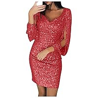 2023 Women Sexy Wrap Dress Flutter Sleeve Layered Cowl Neck Evening Dresses Ruched Bodycon Dress for Women