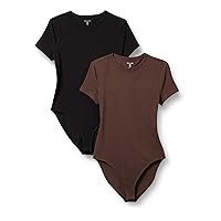Amazon Essentials Women's Stretch Cotton Jersey Slim-Fit T-Shirt Bodysuit, Pack of 2
