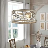 XINGQI Modern Ceiling Light Adjustable Height Pendant Lighting Fixture Brushed Nickel Wood Grain Metal 13