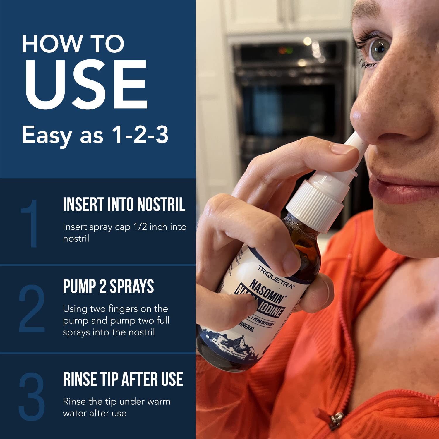 Nasomin® Nasal Iodine – Nasal Antiseptic Spray – Sanitize Your Nose of Germs - Iodine + Fulvic Acid Blend -150+ Uses Per Bottle – 100% Natural Mineral Complex – (2 oz. Bottle + Nasal Sprayer)