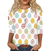 Easter Present, Easter Tunics for Women Christian Easter Gifts Easter Day Egg Shirts Ladies 2024 Casual Funny Vintage Dressy Bunny Print Tops Easter Tops for Women 2024 Teacher (1-Beige,XL)