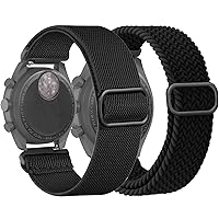 2 Pack Bands Compatible with Omega X Swatch Moonswatch Speedmaster 20mm Watch, Braided Stretchy Nylon Loop Elastic Fabric Straps for Women Men