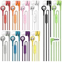 Maeline Bulk 10 Pack Earbuds with Microphone, Noise Isolating Stereo Headphones Tangle Free Cord Compatible with Android, iPhone, iPad, Laptops, MP3, Fits 3.5mm - Wholesale Bundle - Multi Color