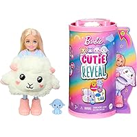 Barbie Chelsea Cutie Reveal Small Doll & Accessories, Blonde in Lamb Costume, 10 Suprises, Color Change (Styles May Vary)