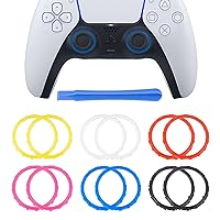 SUPERFINDINGS 12Pcs 6 Colors Controller Accent Ring Plastic Decorative Accent Rings with 1Pc POM Resin Pry Tool Custom Accent Rings 22x2.5mm for Controller Game Controller