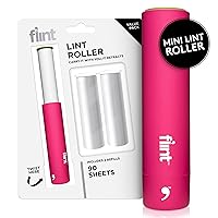 Flint Classic Pink Retractable Mini Lint Roller with 90 Extra Sticky Sheets, Small and Portable Lint Roller, Ideal Pet Hair Remover Lint Roller, Travel Lint Roller, and Lint Roller for Clothes