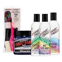 MANIC PANIC Shocking Blue Hair Dye Bundle with Prepare to Dye Clarifying Shampoo, Shampoo and Conditioner Set for Colored Hair and Hair Dye Tool Kit
