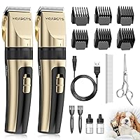 Dog Clippers Shaver Grooming Kit Low Noise Rechargeable Cordless Electric Quiet, 2 Pet Clippers Set for Dogs Cats (Gold)
