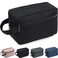 Travel Toiletry Bag for Women and Men, Water-resistant Shaving Bag for Toiletries Accessories, Foldable Storage Bags with Divider and Handle for Cosmetics Toiletries Brushes Tools (Black)