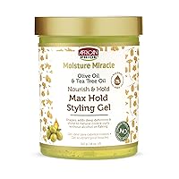 African Pride Moisture Miracle Max Hold Styling Gel with Olive Oil & Tee Tree Oil - 18 fl oz (Pack of 2) African Pride Moisture Miracle Max Hold Styling Gel with Olive Oil & Tee Tree Oil - 18 fl oz (Pack of 2)