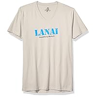 Lanai Graphic Premium Printed Tops Fitted Sueded Short Sleeve V-Neck T-Shirt