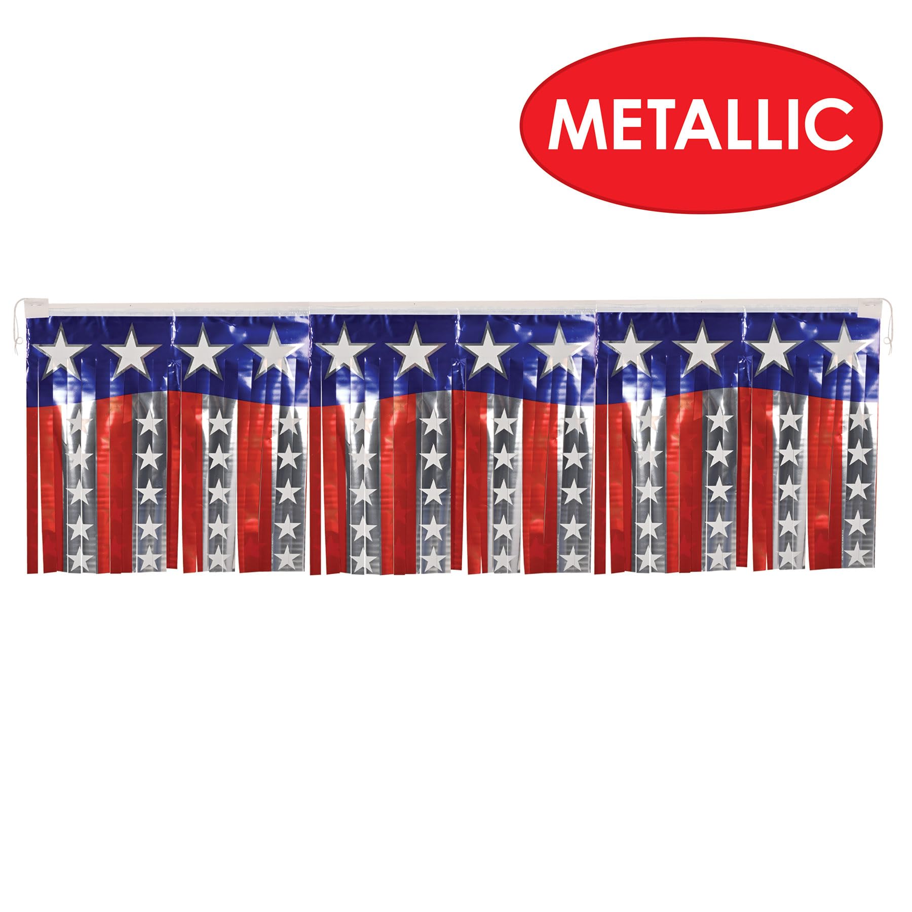 FR Metallic Stars & Stripes Fringe Banner Party Accessory (1 count) (1/Pkg)