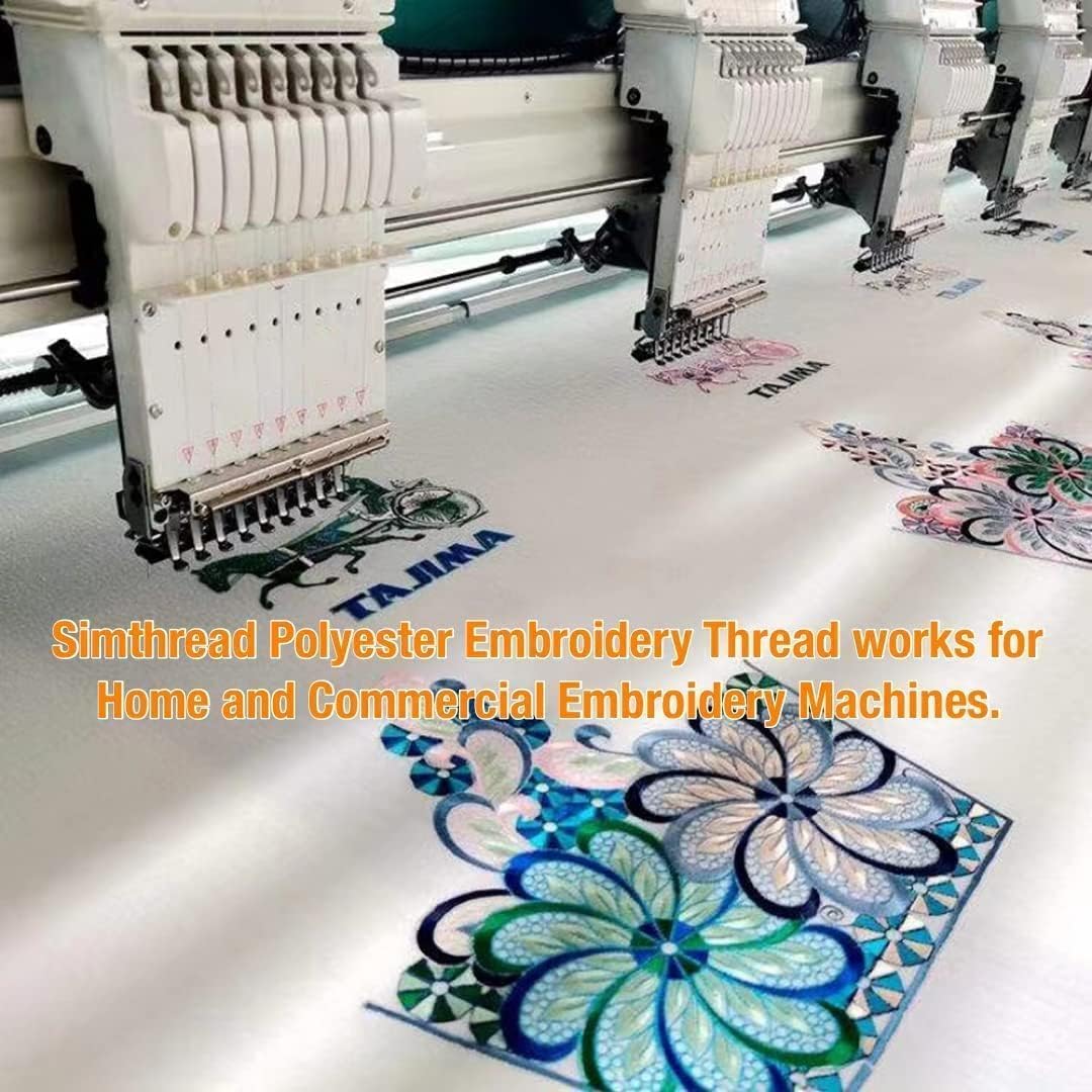 Simthread Embroidery Thread 5500 Yards White 001, 40wt 100% Polyester for Brother, Babylock, Janome, Singer, Pfaff, Husqvarna, Bernina Machine