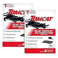 Tomcat Mouse Trap with Immediate Grip Glue for Mice, Cockroaches, and Spiders, Ready-to-Use, 2-Pack (8 Glue Traps)