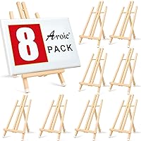 AROIC 8 Pack 16 Inch Wood Easels, Easel Stand for Painting Canvases, Art, and Crafts, Tripod, Painting Party Easel, Kids Student Table School Desktop, Portable Canvas Photo Picture Sign Holder.