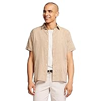 IZOD Men's Linen Button Down Short Sleeve Shirt