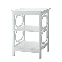 Convenience Concepts Omega End Table with Shelves, White, 15.75 in x 15.75 in x 23.75 in