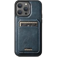 GUYFAM- Case for iPhone 15 Pro Max/15 Plus/15 Pro/15, PU Leather Wallet Phone Cover Card Slot Supports Wireless Charging (Blue)