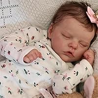 18 inch Lifelike Reborn Silicone Doll Girl Sleeping Newborn Baby Dolls Realistic Babies That Look Real Life Baby Bebe Dolls Closed Eyes for 6 Year Old Girls Gifts