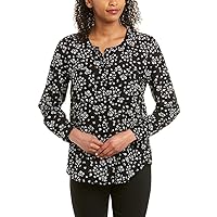 Vince Camuto Two Womens Black Floral Long Sleeve Button Up Top Size: XXS