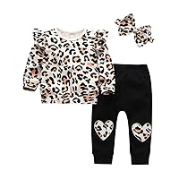 3Pcs Baby Girl Clothes Long Sleeve Letter Tops Casual Pants and Headband Outfit Set